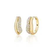SPARKLING SPARKLING Oorbellen |  Pave Double Twirl Creolen | CZ | Verguld