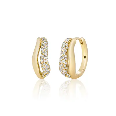 SPARKLING SPARKLING Oorbellen |  Pave Double Twirl Creolen | CZ | Verguld