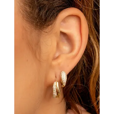 SPARKLING SPARKLING Oorbellen |  Pave Double Twirl Creolen | CZ | Verguld