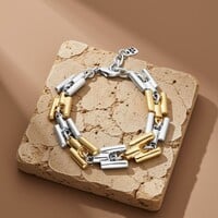 UNOde50 UNOde50 Armband | Silver & Gold Square Links | Bicolor | SS26