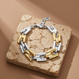 UNOde50 UNOde50 Armband | Silver & Gold Square Links | Bicolor | SS26
