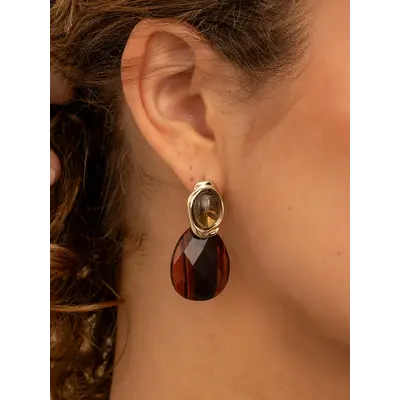 SPARKLING SPARKLING Oorbellen | Edelstenen | Red Tiger Eye Afterglow