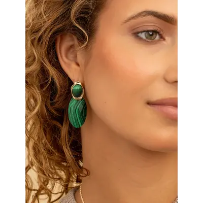 SPARKLING SPARKLING Oorbellen | Edelstenen | Malachite Large Leaf