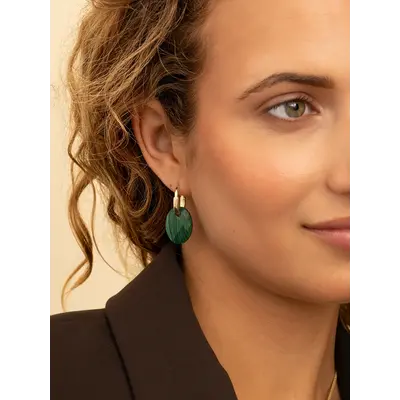 SPARKLING SPARKLING Oorbellen | Edelstenen | Malachite Medium Oval