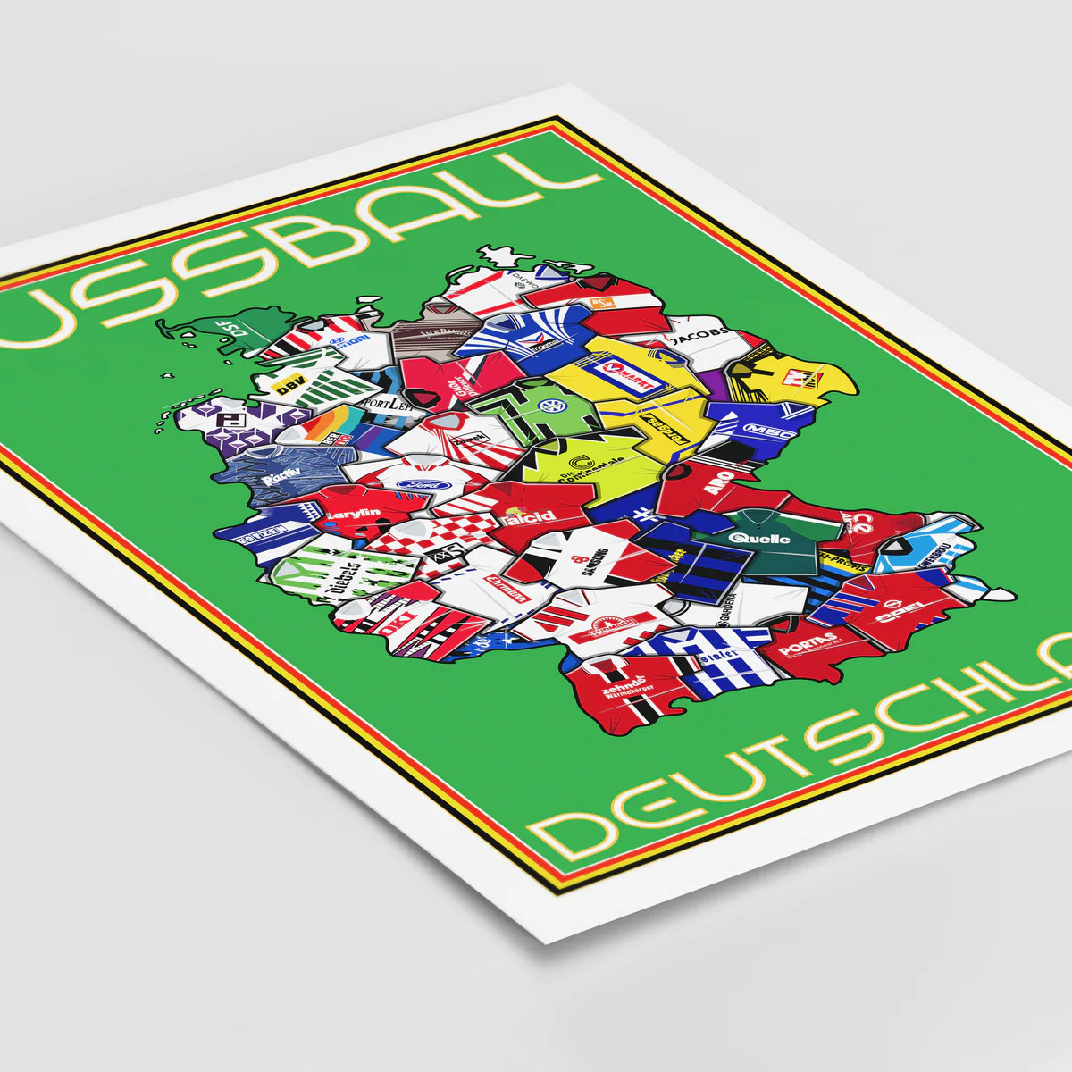 Duitsland 90’S Football Shirts Map Poster