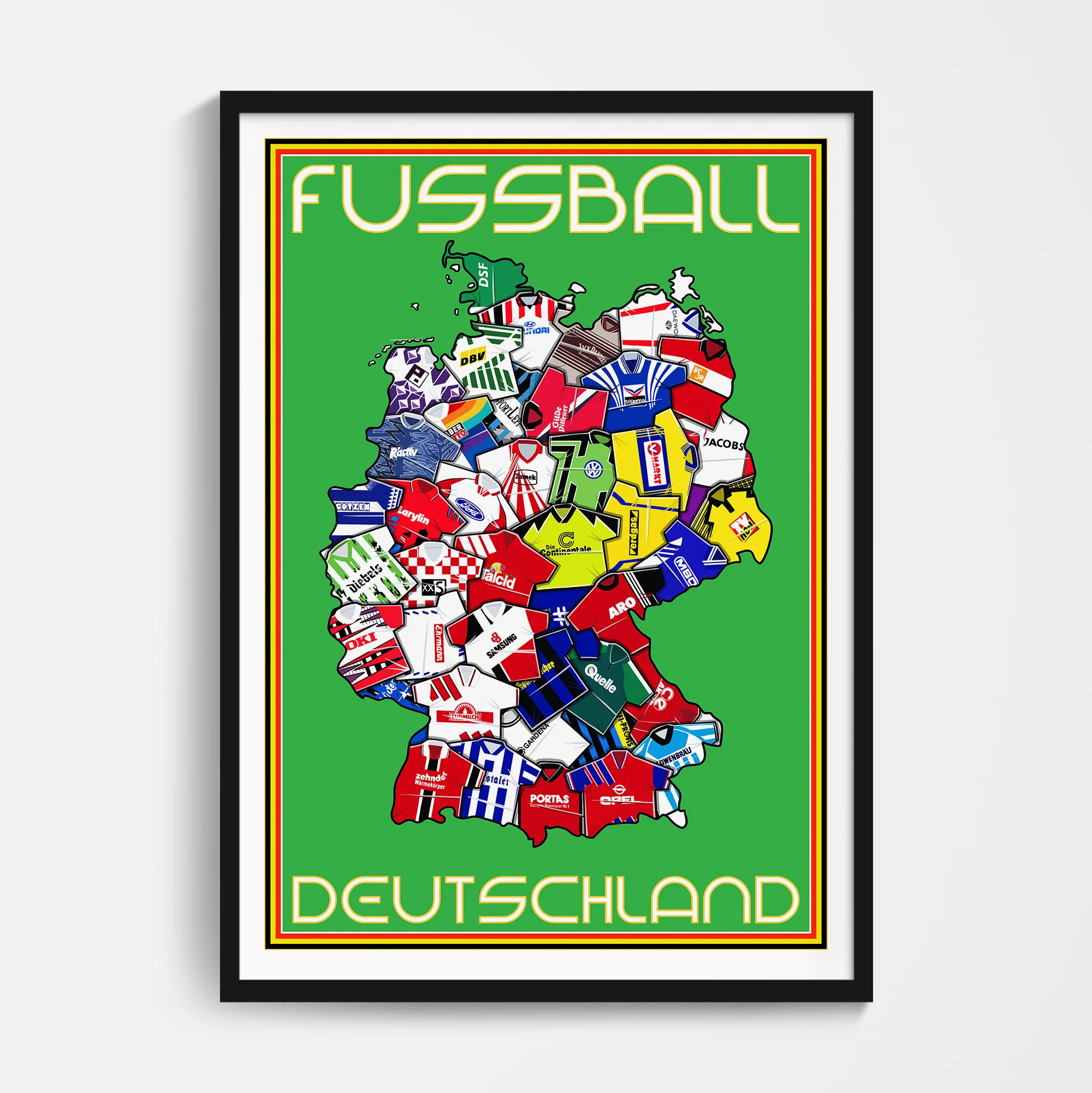 Duitsland 90’S Football Shirts Map Poster