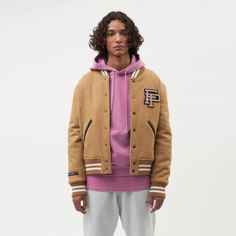 holk varsity jacket camel-