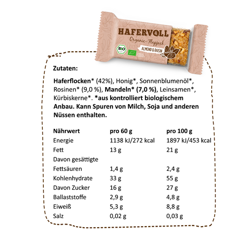 HAFERVOLL 18er Box - Organic Flapjack Almond & Raisin