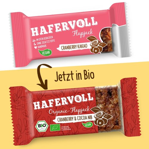 HAFERVOLL 18er Box - Organic Flapjack Cranberry & Cocoa Nib