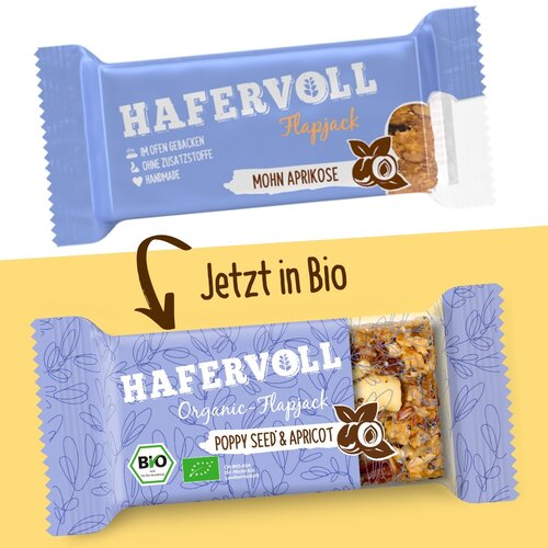 HAFERVOLL 18er Box - Organic Flapjack Poppy Seed & Apricot