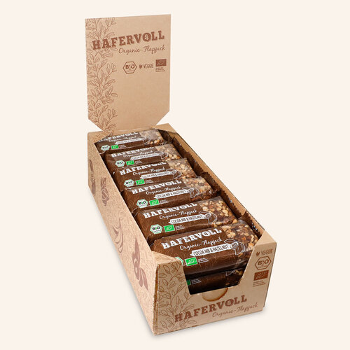 HAFERVOLL 18er Box - Organic Flapjack Cocoa Nib & Hazelnut