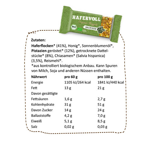 HAFERVOLL 18er Box - Organic Flapjack Chia & Pistachio