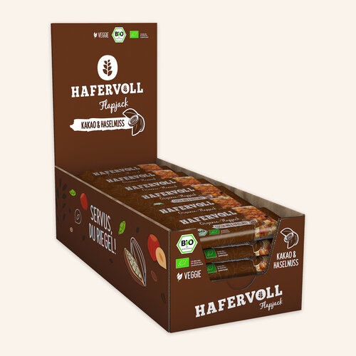 HAFERVOLL 18er Box - Organic Flapjack Cocoa Nib & Hazelnut