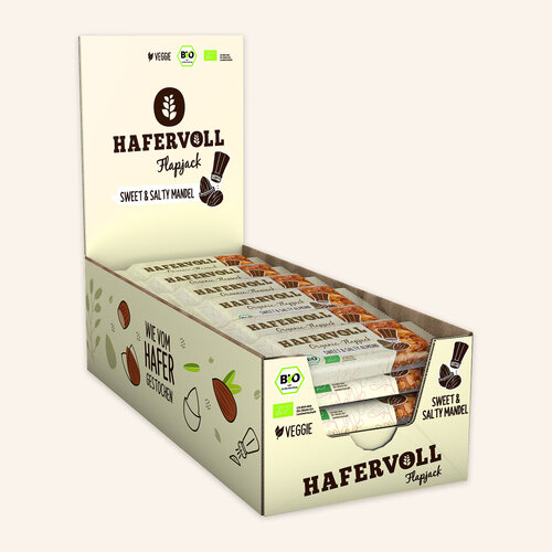 HAFERVOLL 18er Box - Organic Flapjack Sweet & Salty Almond HAFERVOLL 18er Box - Organic Flapjack Sweet & Salty Almond