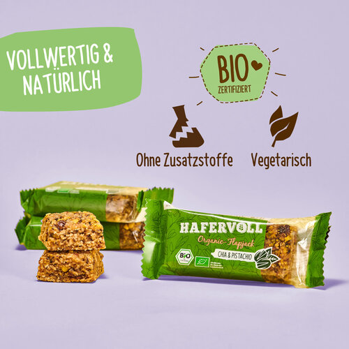 HAFERVOLL 18er Box - Organic Flapjack Chia & Pistachio