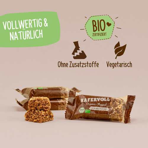 HAFERVOLL 18er Box - Organic Flapjack Cocoa Nib & Hazelnut