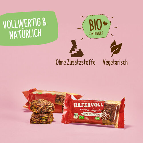 HAFERVOLL 18er Box - Organic Flapjack Cranberry & Cocoa Nib