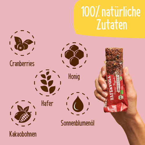 HAFERVOLL 18er Box - Organic Flapjack Cranberry & Cocoa Nib