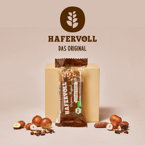 HAFERVOLL 18er Box - Organic Flapjack Cocoa Nib & Hazelnut