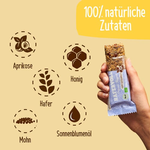 HAFERVOLL 18er Box - Organic Flapjack Poppy Seed & Apricot