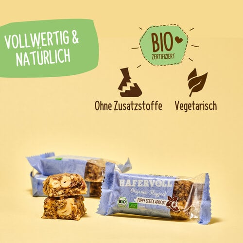 HAFERVOLL 18er Box - Organic Flapjack Poppy Seed & Apricot