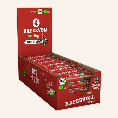 HAFERVOLL 18er Box - Organic Flapjack Cranberry & Cocoa Nib