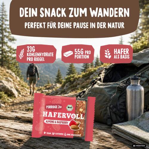 HAFERVOLL 13er Box - Porridge2go - Almond & Raspberry - Bio-zertifiziert HAFERVOLL 13er Box - Porridge2go - Almond & Raspberry - Bio-zertifiziert