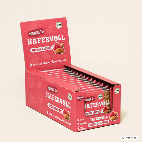 HAFERVOLL 13er Box - Porridge2go - Almond & Raspberry - Bio-zertifiziert HAFERVOLL 13er Box - Porridge2go - Almond & Raspberry - Bio-zertifiziert