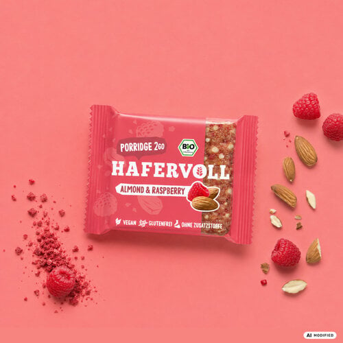 HAFERVOLL 13er Box - Porridge2go - Almond & Raspberry - Bio-zertifiziert HAFERVOLL 13er Box - Porridge2go - Almond & Raspberry - Bio-zertifiziert