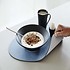 Lind DNA  Set 4x Leren Placemat Curve Large  licht blauw - licht grijs