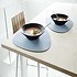 Lind DNA  Set 4x Leren Placemat Curve Large  licht blauw - licht grijs