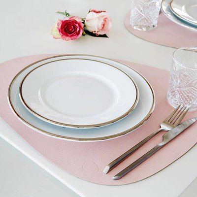 Lind DNA  set 4x Placemat Curve Large double Roze – licht Grijs