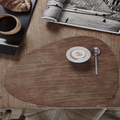 Lind DNA  Set 4x Curve Placemat Double Leer Zwart en Bruin