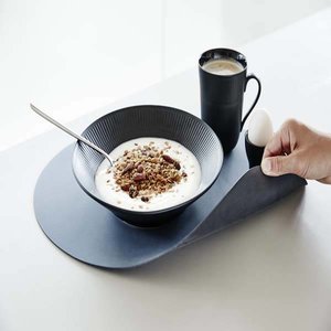 Lind DNA  Set 4x Placemat Curve double  blauw- zwart leer