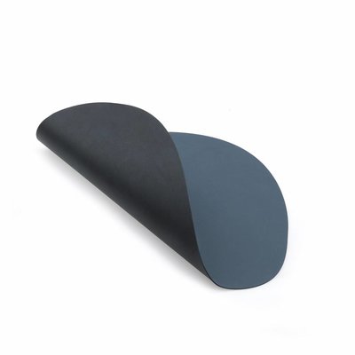 Lind DNA  set 4 x Leren Placemat Curve Large  double blauw - zwart