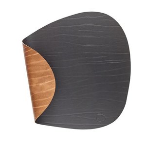 Lind DNA  set 4 x Placemat Curve double leer zwart bruin