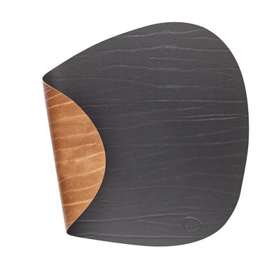 Lind DNA  Set 4x Curve Placemat Double Leer Zwart en Bruin