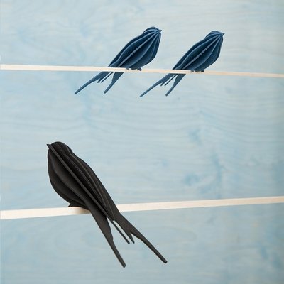 LOVI Zwaluw zwart 20cm - 3D kaart hout
