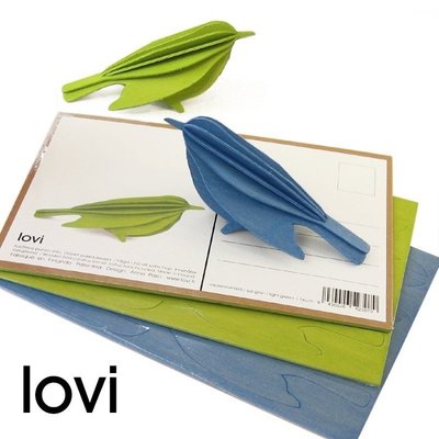 LOVI 3D kaart Bird blauw 12cm  - Fins design