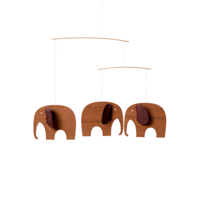 Flensted Mobiles Baby Olifanten 3 hout met leer