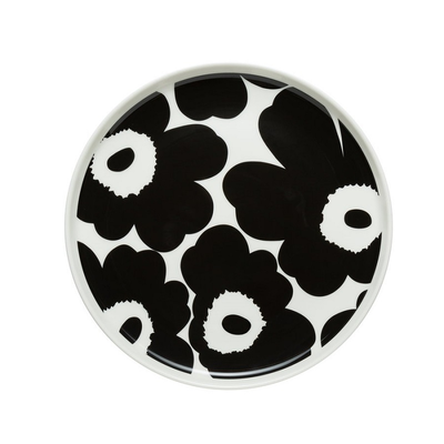 Marimekko Unikko Bord z/w Ø20cm - tijdloos Fins design