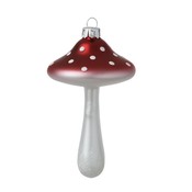 Bungalow DK Kerst glas hanger Paddenstoel rood  - glas H11,5cm