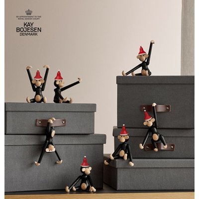 Kay Bojesen Monkey mini H10cm zwart gebeitst eiken - Danish design classic