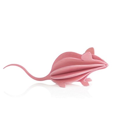 LOVI 3D kaart Muis roze 15cm - Duurzaam Fins design