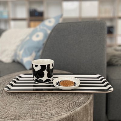 Marimekko Siirtolapuutarha mini bordje Ø8,5cm - zwart wit