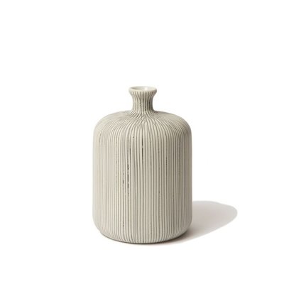 Lindform Vaasje Bottle grijs streep H11cm - handmade