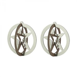 Lind DNA  2x  leren Star hanger zilver brons 2 pcs