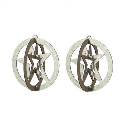 Lind DNA   2 x leren Star hanger leer zilver brons 2 pcs