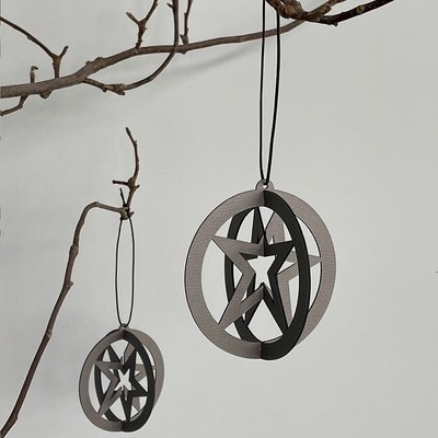 Lind DNA   2 x leren Star hanger leer zilver brons 2 pcs