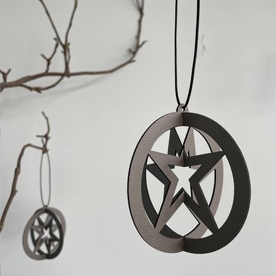Lind DNA   2 x leren Star hanger leer zilver brons 2 pcs